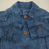 45R/45rpm 藍染め ムラ染め リネン サイズ2 定価187000円 ステンカラーコート ブルー レディース フォーティーファイブアールピーエム【中古】6-0904M♪