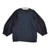 45R/45rpm 天竺のパフTシャツ（インディゴ） サイズ2 コットン 長袖Ｔシャツ カットソー ロンＴ 26SS ネイビー 濃紺 レディース フォーティーファイブアールピーエム【中古】6-0904M♪