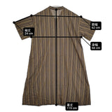 gungendo 綿キャッチングワッシャー縞ワンピース深見草 定価39600円 ワンピース 26SS ちゃいろ ブラウン ブラック レディース 群言堂【中古】6-0904S♪
