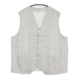 Toujours oversize vest リネン チェック ジレ サイズ2 日本製 ベスト ホワイト ブラック レディース トゥジュー【中古】6-0904M♪