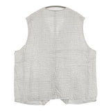 Toujours oversize vest リネン チェック ジレ サイズ2 日本製 ベスト ホワイト ブラック レディース トゥジュー【中古】6-0904M♪
