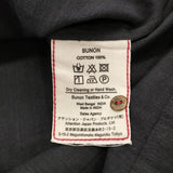 BUNON Khadi cotton Logo woven-T インド製 刺繍 サイズM コットン フレンチスリーブ ブラウス シャツ ネイビー 濃紺 レディース ブノン【中古】6-0904S♪