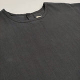 BUNON Khadi cotton Logo woven-T インド製 刺繍 サイズM コットン フレンチスリーブ ブラウス シャツ ネイビー 濃紺 レディース ブノン【中古】6-0904S♪