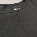 BUNON Khadi cotton Logo woven-T インド製 刺繍 サイズM コットン フレンチスリーブ ブラウス シャツ ネイビー 濃紺 レディース ブノン【中古】6-0904S♪