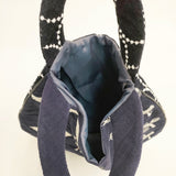 mina perhonen tori to hana/tambourine エッグバッグ ta9690 刺繍 トートバッグ ネイビー ホワイト レディース ミナペルホネン【中古】6-1011G◎