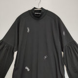 mina perhonen 未使用品 choucho ハイネックカットソードレス ada8024 刺繍 定価41800円 サイズ40 ワンピース 25AW ブラック レディース ミナペルホネン【中古】6-0825M♪