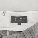 MARGARET HOWELL YARN DYED LINEN 578-5143010 サイズ1 定価37950円 リネン タック パンツ 25SS ライトグレー レディース マーガレットハウエル【中古】6-0904M♪