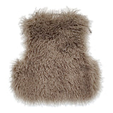 three dots ウェイビーファー ショートジレ サイズS 定価29700円 MK0001Y ベスト 25AW グレーベージュ レディース スリードッツ【中古】6-0908T♪