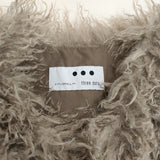 three dots ウェイビーファー ショートジレ サイズS 定価29700円 MK0001Y ベスト 25AW グレーベージュ レディース スリードッツ【中古】6-0908T♪