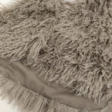 three dots ウェイビーファー ショートジレ サイズS 定価29700円 MK0001Y ベスト 25AW グレーベージュ レディース スリードッツ【中古】6-0908T♪