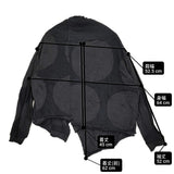 Y's YP-K52-580 サイズ2 アシンメトリー コットン混ニット 変形 ドット カーディガン 24AW ブラック レディース ワイズ/Yohji【中古】6-0928M♪