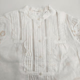 mina perhonen candy flower aes1453 定価99000円 リネン ピンタック レース カットワーク ブラウス シャツ 26SS ホワイト レディース ミナペルホネン【中古】6-0908M♪