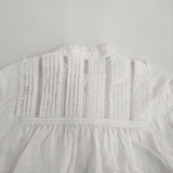 mina perhonen candy flower aes1453 定価99000円 リネン ピンタック レース カットワーク ブラウス シャツ 26SS ホワイト レディース ミナペルホネン【中古】6-0908M♪