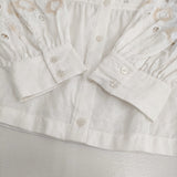 mina perhonen candy flower aes1453 定価99000円 リネン ピンタック レース カットワーク ブラウス シャツ 26SS ホワイト レディース ミナペルホネン【中古】6-0908M♪