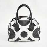 COMME des GARCONS 青山店限定 カウレザー シンボルバッグ 青山バッグ 牛革 KZ-K 257 ボストンバッグ ブラック ホワイト レディース コムデギャルソン【中古】6-1013G◎