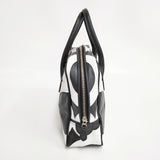 COMME des GARCONS 青山店限定 カウレザー シンボルバッグ 青山バッグ 牛革 KZ-K 257 ボストンバッグ ブラック ホワイト レディース コムデギャルソン【中古】6-1013G◎
