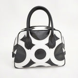 COMME des GARCONS 青山店限定 カウレザー シンボルバッグ 青山バッグ 牛革 KZ-K 257 ボストンバッグ ブラック ホワイト レディース コムデギャルソン【中古】6-1013G◎