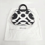 COMME des GARCONS 青山店限定 カウレザー シンボルバッグ 青山バッグ 牛革 KZ-K 257 ボストンバッグ ブラック ホワイト レディース コムデギャルソン【中古】6-1013G◎