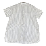 soil 60s COTTON/LINEN STRIPE コットンリネンストライプチュニック ブラウス 定価22000円 インド製 チュニック ホワイト グレー レディース ソイル【中古】6-0901S♪