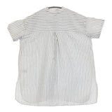 soil 60s COTTON/LINEN STRIPE コットンリネンストライプチュニック ブラウス 定価22000円 インド製 チュニック ホワイト グレー レディース ソイル【中古】6-0901S♪