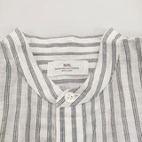 soil 60s COTTON/LINEN STRIPE コットンリネンストライプチュニック ブラウス 定価22000円 インド製 チュニック ホワイト グレー レディース ソイル【中古】6-0901S♪