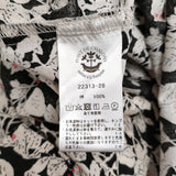 PONT DE CHALONS リーフプリント ノースリーブシャツドレス フレンチスリーブ ワンピース ブラック ライトベージュ レディース ポンデシャロン【中古】6-0908S♪
