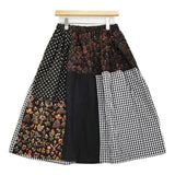 tao COMME des GARCONS 今村文 ボタニカル ドット チェック 異素材ミックススカート 定価68200円 AD2025 ロングスカート 26SS マルチカラー レディース タオ コムデギャルソン【中古】6-0901G♪