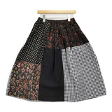 tao COMME des GARCONS 今村文 ボタニカル ドット チェック 異素材ミックススカート 定価68200円 AD2025 ロングスカート 26SS マルチカラー レディース タオ コムデギャルソン【中古】6-0901G♪