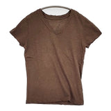 45R/45rpm 薄天竺のVネックチビTシャツ（トップ） 定価15400円 半袖Ｔシャツ カットソー 26SS ブラウン レディース フォーティーファイブアールピーエム【中古】6-0901S♪