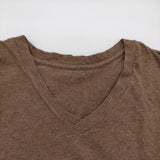 45R/45rpm 薄天竺のVネックチビTシャツ（トップ） 定価15400円 半袖Ｔシャツ カットソー 26SS ブラウン レディース フォーティーファイブアールピーエム【中古】6-0901S♪