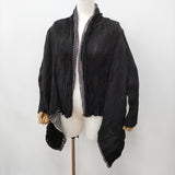 ISSEY MIYAKE プリーツ レイヤードカーディガン 羽織り ジャケット サイズ2 IM23FD615 カーディガン ブラック グレー レディース イッセイミヤケ【中古】6-0908M♪