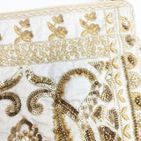 NE QUITTEZ PAS 新品 刺繍 ドローストリング ショルダーバッグ 012062QE1 巾着 ビーズ スパンコール インド製 ショルダーバッグ ゴールド レディース ヌキテパ【中古】6-1008G◎