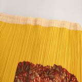 PLEATS PLEASE ISSEY MIYAKE カーネーション 転写 PP06-JG106 サイズ1 プリーツ ロングスカート イエロー レディース プリーツプリーズ【中古】6-0914G♪