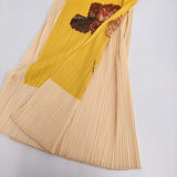 PLEATS PLEASE ISSEY MIYAKE カーネーション 転写 PP06-JG106 サイズ1 プリーツ ロングスカート イエロー レディース プリーツプリーズ【中古】6-0914G♪