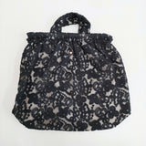 R&D.M.Co- CROWN MOTIF LACE BAG クラウンモチーフ レースバッグ 刺繍 トートバッグ ブラック レディース オールドマンズテーラー【中古】6-0918G♪