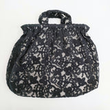 R&D.M.Co- CROWN MOTIF LACE BAG クラウンモチーフ レースバッグ 刺繍 トートバッグ ブラック レディース オールドマンズテーラー【中古】6-0918G♪