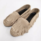 PELLICO SUNNY for conte 別注 MOCASHIN 37 モカシンシューズ レザー 牛革 フリンジ 定価24200円 ベージュ レディース ペリーコ サニー【中古】6-0918G♪