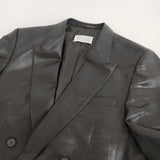 MAISON MARGIELA Foiled Wool Blazer サイズ46 定価576400円 ダブルブレスト テーラードジャケット 26AW ブラック メンズ メゾンマルジェラ【中古】6-0918M♪