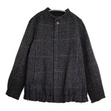 Pal'las Palace ローモンド杢チェックブルゾン サイズ0 ウール 定価77000円 ジャケット 24AW ネイビー ブラウン レディース パラスパレス【中古】6-0918T♪