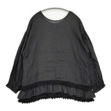 nest Robe 60リネンレースヘムブラウス 定価39600円 01261-1097 2way ブラウス シャツ 26SS ブラック レディース ネストローブ【中古】6-0928M♪