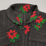 PLEATS PLEASE ISSEY MIYAKE 花柄 プリーツ サイズ3 日本製 ブラウス シャツ チャコールグレー レッド レディース プリーツプリーズ【中古】6-0922M♪