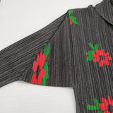 PLEATS PLEASE ISSEY MIYAKE 花柄 プリーツ サイズ3 日本製 ブラウス シャツ チャコールグレー レッド レディース プリーツプリーズ【中古】6-0922M♪