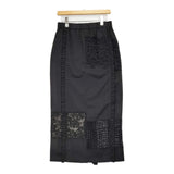JOURNAL STANDARD L'essage レースパッチワークスカート 定価33000円 フリル ストレート ロングスカート 26AW ブラック レディース ジャーナルスタンダードレサージュ【中古】6-0922G♪