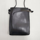 MOTHERHOUSE ジップジップ ショルダー レザー 定価22000円 ポーチ ショルダーバッグ ブラック ユニセックス マザーハウス【中古】6-0922G♪