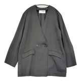 three dots フィブリオ ジャケット サイズS FL7001Y 定価42900円 テーラード ノーカラージャケット チャコールグレー レディース スリードッツ【中古】6-0922M♪