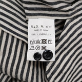 R&D.M.Co- リネンフロントオープンドレス M ストライプ シャツ ワンピース ブラック オフホワイト レディース オールドマンズテーラー【中古】6-0922M♪