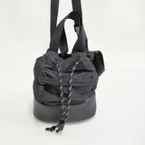GROUND Y WRINKLED NYLON 2 WAY POUCH 定価29700円 ナイロンポーチ ショルダーバッグ 25AW ブラック レディース グラウンドワイ/YOHJI【中古】6-0928G♪