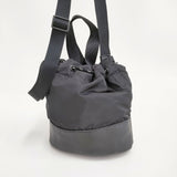 GROUND Y WRINKLED NYLON 2 WAY POUCH 定価29700円 ナイロンポーチ ショルダーバッグ 25AW ブラック レディース グラウンドワイ/YOHJI【中古】6-0928G♪