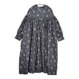 nest Robe 未使用品 リネンヴィンテージフラワープリント2wayギャザードレス 定価48400円 ワンピース 25AW ネイビー パープル レディース ネストローブ【中古】6-0928M♪