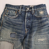 KAPITAL BORO パッチワーク ヴィンテージ加工 サイズ1/S デニムパンツ ブルー レディース キャピタル【中古】6-0928G♪